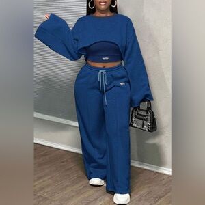 Women's Blue Three Piece Sweat Suit